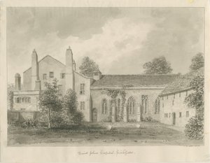 Lichfield - St. John Hastanesi ve Şapeli: sepya çizimi by John Buckler