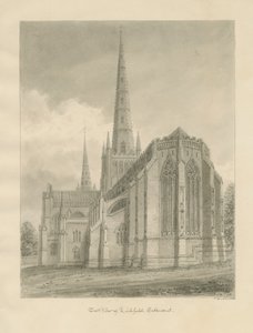 Lichfield Katedrali - Doğu Görünümü: sepya çizimi, 1838 by John Buckler