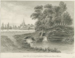 Lichfield Katedrali - Doğu Görünümü: sepya çizimi, 1844 by John Buckler