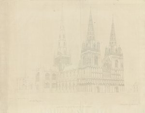 Lichfield Katedrali - Kuzey Batı Görünümü: gravür, 1807 by John Buckler