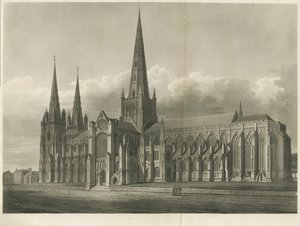Lichfield Katedrali - Güney Doğu Görünümü: aquatint gravür ve [?19th Century]
