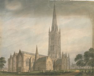 Lincolnshire - Grantham Kilisesi, 1811 by John Buckler