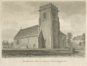 Mavesyn Ridware Kilisesi: sepya çizimi, 1839 by John Buckler