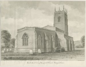 Mayfield Kilisesi: sepya çizimi, 1844 by John Buckler