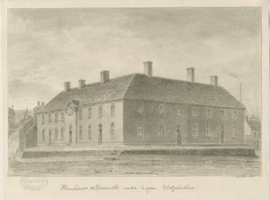 Newcastle-under-Lyme - Almshouses: sepya çizimi, 1840 by John Buckler