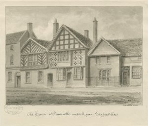Newcastle-under-Lyme - Eski Evler: sepya çizimi, 1840 by John Buckler