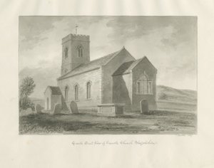 Onecote Kilisesi: sepya yıkama çizimi, 1847 by John Buckler