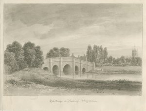 Penkridge Town - [Bull] Köprü: sepya çizimi by John Buckler
