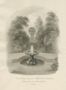Rolleston Salonu - Antik haç: sepya çizimi, 1848 by John Buckler