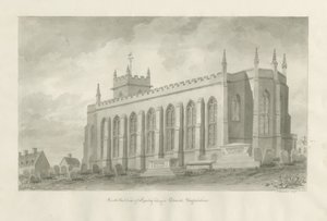 Rowley Regis Kilisesi: sepya çizimi, 1847 by John Buckler