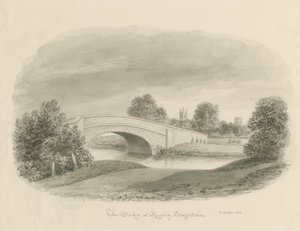 Rugeley Kasabası - Köprü: sepya çizimi, 1842 by John Buckler