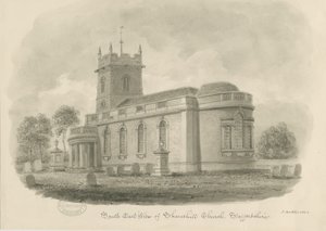 Shareshill Kilisesi: sepya çizimi, 1843 by John Buckler