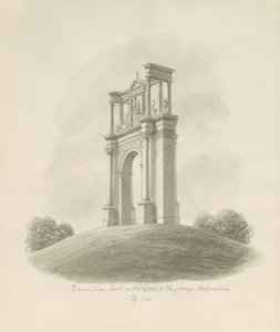 Shugborough - Zafer Takı: sepya çizimi by John Buckler