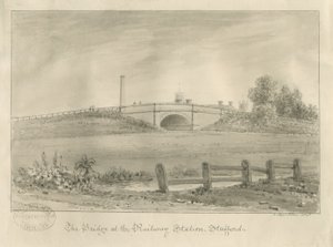 Stafford - Tren İstasyonunda Köprü: sepya çizimi, 1841 by John Buckler
