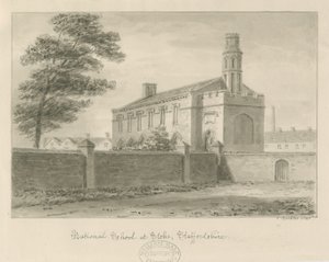 Stoke-upon-Trent - Ulusal Okul: sepya çizimi, 1840 by John Buckler