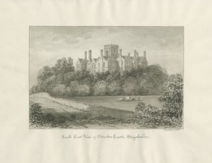Stourton Kalesi: sepya yıkama çizimi, 1846 by John Buckler