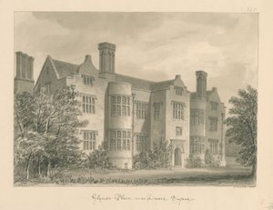 Sussex - Lewes - Glynde Place: sepya çizimi, 1830 by John Buckler