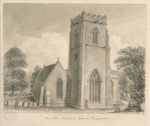 Tettenhall Kilisesi: sepya yıkama çizimi, 1837 by John Buckler