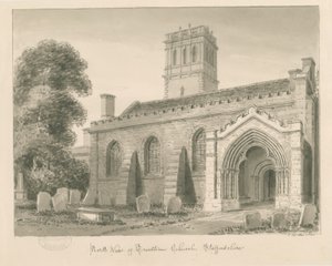 Trentham Kilisesi: sepya yıkama çizimi, 1840 by John Buckler