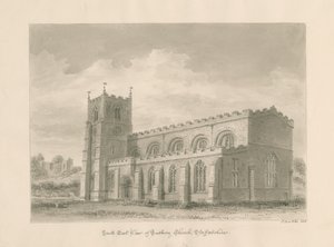 Tutbury Manastırı Kilisesi: sepya yıkama çizimi, 1812 by John Buckler