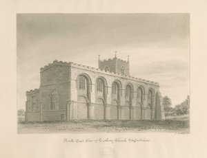 Tutbury Manastırı Kilisesi: sepya yıkama çizimi, 1812 by John Buckler