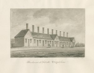 Walsall - Almshouses: sepya yıkama çizimi by John Buckler