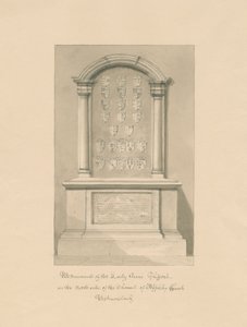 Westmorland - Appleby Kilisesi - Lady Anne Clifford Anıtı: sepya çizimi, 1800 by John Buckler