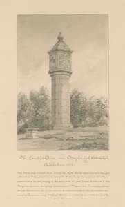 Westmorland - Brougham Kalesi - Kontes Sütunu: sepya çizimi, 1800 by John Buckler