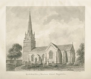 Wombourne Kilisesi: sepya çizimi, 1845 by John Buckler