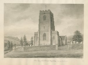 Worcestershire - Clent Kilisesi: sepya çizimi by John Buckler