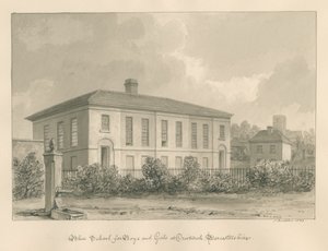 Worcestershire - Droitwich - Mavi Okul: sepya çizimi by John Buckler