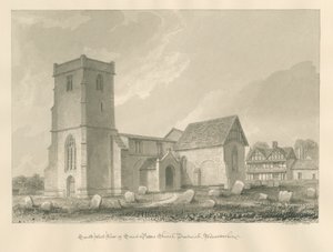 Worcestershire - Droitwich - Aziz Petrus Kilisesi: sepya çizimi, 1833 by John Buckler