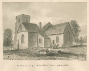 Worcestershire - Droitwich - Aziz Petrus Kilisesi: sepya çizimi, 1833 by John Buckler