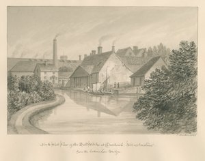 Worcestershire - Droitwich - Tuz İşleri: sepya çizimi, 1833 by John Buckler
