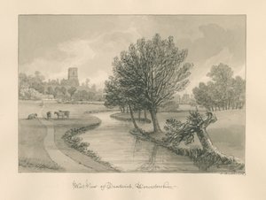Worcestershire - Droitwich - Kasabanın Batı Görünümü: sepya çizimi, 1833 by John Buckler