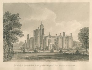 Worcestershire - Hindlip Salonu: sepya çizimi, 1833 by John Buckler