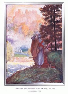 Hristiyan ve umutlu, göksel şehrin görüşüne geliyor by John Byam Liston Shaw