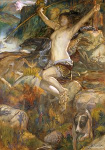 Av Diana, 1901 (kağıt üzerinde wc) by John Byam Liston Shaw