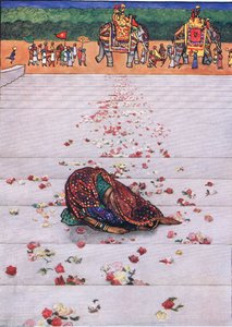 Sadık kölenin şarkısı, "Kama Bahçesi"nden bir örnek by John Byam Liston Shaw