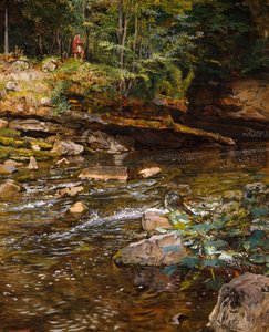 Kelpie ve Highlander (kağıt üzerinde tebeşir ve gövde rengi) by John Byam Liston Shaw