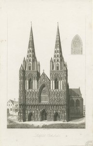 Lichfield Katedrali - Batı Cephesi: gravür ve [?19. yüzyılın başları] (baskı)
