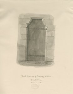 Armitage Kilisesi - Kuzey Kapısı: sepya çizimi by John Chessell Buckler