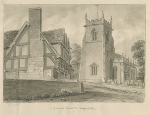 Cannock Kilisesi: sepya çizimi, 1841 by John Chessell Buckler