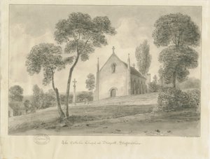 Cresswell - Draycott-in-the-Moors Katolik Şapeli: sepya çizimi, 1841 by John Chessell Buckler