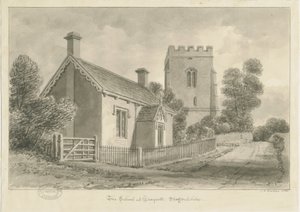 Draycott in the Moors - Okul : sepya çizimi, 1841 by John Chessell Buckler