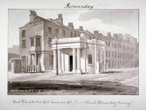 St James Kilisesi yakınlarındaki yeni paralı evin doğu görünümü, Bermondsey, Londra, 1827. by John Chessell Buckler