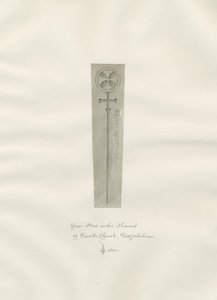 Enville Kilisesi - Mezar taşı: sepya çizimi by John Chessell Buckler