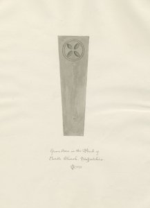 Enville Kilisesi - Mezar taşı: sepya çizimi by John Chessell Buckler
