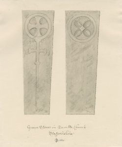 Enville Kilisesi - Mezar taşları: sepya çizimi by John Chessell Buckler