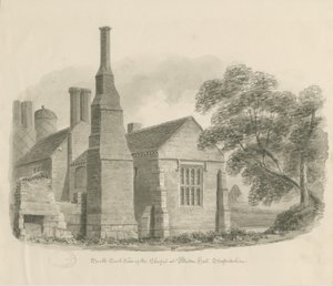 Pillaton Hall - Şapel: sepya çizimi by John Chessell Buckler